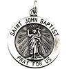  Sterling Silver 3/4in St. John the Baptist Medal on 18in Chain