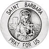 Sterling Silver Round St. Barbara Medal & Chain