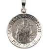 14kt White Gold Round St. Francis of Assisi Medal