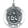 Sterling Silver 18.25mm St. Martin Medal & 18in Chain