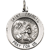 Sterling Silver 18.5mm St. Francis Medal and 18in Chain