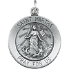 Sterling Silver 18.5mm St. Martha Medal & 18in Chain