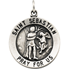 Sterling Silver 18.25mm St. Sebastian Medal & 18in Chain