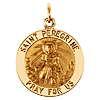 14kt Yellow Gold Round St Peregrine Medal