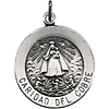 Sterling Silver 3/4in Caridad Del Cobre Medal & 18in Chain