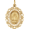 14k Yellow Gold Oval Filigree Miraculous Medal