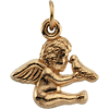 14k Yellow Gold Seated Angel with Dove Pendant