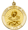 14kt Yellow Gold Round Sacred Heart of Mary Medal