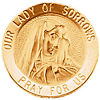 14kt Yellow Gold Round Lady of Sorrows Medal