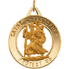 14k Yellow Gold Round Cut-out St. Christopher Medal 1in
