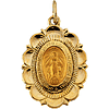 14kt Yellow Gold 7/8in Elaborate Miraculous Medal