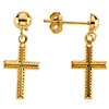 14kt Yellow Gold Cross Dangle Ball Earrings 11x8mm