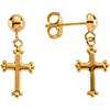 14kt Yellow Gold Petite Budded Cross Dangle Earrings