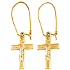 14k Yellow Gold Crucifix Dangle Earrings