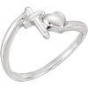 14kt White Gold Cross and Heart Chastity Ring