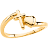 14kt Yellow Gold Cross and Heart Chastity Ring
