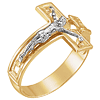 14k Two-tone Gold Men's Crucifix Ring Size 11