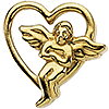 14k Yellow Gold Guardian Angel Heart Lapel Pin 9x9mm