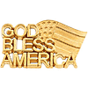 14k Yellow Gold God Bless America Lapel Pin 