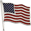 14k White Gold American Flag Lapel Pin