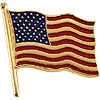 14k Yellow Gold American Flag Lapel Pin