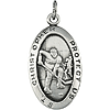 Sterling Silver 1in St. Christopher Hockey Pendant & 24in Chain
