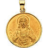 18k Yellow Gold Sacred Heart of Jesus Medal