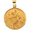 18k Yellow Gold Round St. Christopher Medal