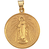 18k Yellow Gold Round Miraculous Medal 1in