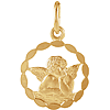 14kt Yellow Gold 1/2in Cut-out Raphael Angel Pendant with Wavy Border