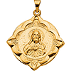 14k Yellow Gold Sacred Heart of Jesus Medal with Fancy Frame 1 1/4in
