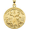 14kt Yellow Gold 1in Round St. Francis Medal