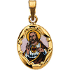 14kt Gold Porcelain Sacred Heart of Jesus Medal
