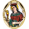 14kt Yellow Gold and Porcelain St. Barbara Medal