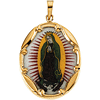 Our Lady of Guadalupe Porcelain and 14k Gold Medal 1/2in