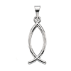 14k White Gold Christian Fish Pendant