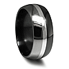 Edward Mirell 9mm Black Titanium Sterling Silver Tuxedo Ring