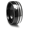 Black Titanium and Sterling Silver 9mm Wellington Ring