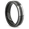Black Titanium Wedding Band with Grey Borders 6mm