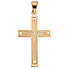 14k Yellow Gold Cross with Double Outlines