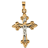 14kt Two Tone Gold Budded Crucifix