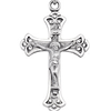 Sterling Silver Antiqued Budded Crucifix & Chain