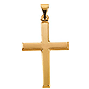 14k Yellow Gold 1in Hollow Beveled Cross Pendant