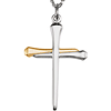 Gold-Plated Sterling Silver 1 1/4in Nail Cross & 24in Chain
