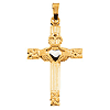 14kt Two Tone Gold 1in Textured Claddagh Cross