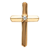 14k Yellow Gold .03 CT Diamond Cross Pendant 7/8in