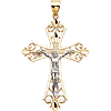 14kt Two Tone Gold Fleur de Lis Crucifix