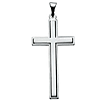 14k White Gold Cross Pendant with Step Bevel Design 1 1/4in