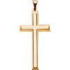 14k Yellow Gold Cross Pendant with Step Bevel Design 1 1/4in