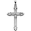 14k White Gold 1 1/2in Budded Cross Pendant with Flower